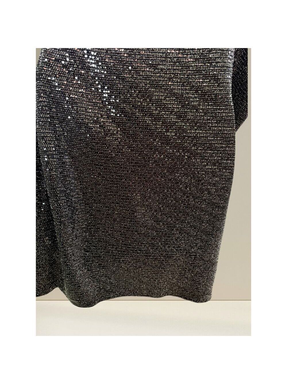 Zara One-Shoulder Black Metallic Sequin Mini Dress – Size S - Picture 6 of 8